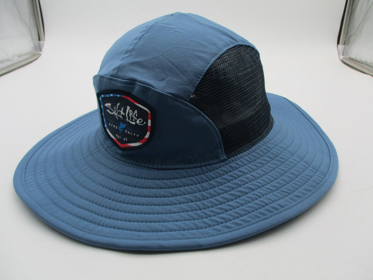 Salt Life Hat Bucket Mens One Size Blue Mesh Wide Brim Boonie Live Salty Patch2