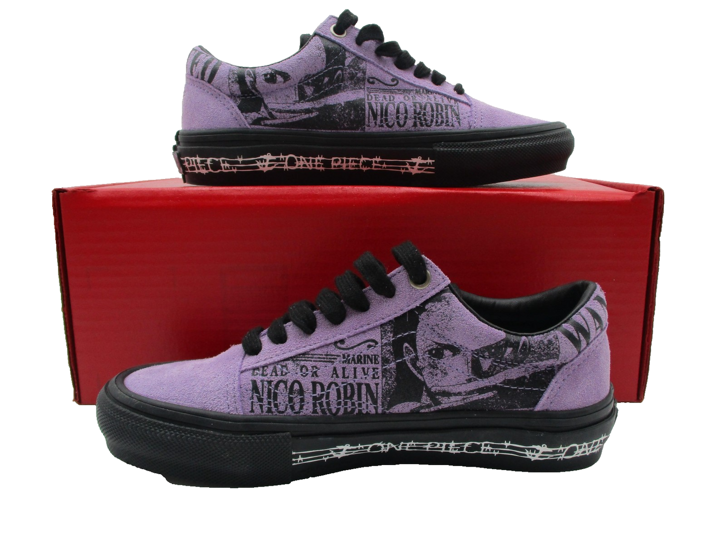 Vans One Piece Nico Robin Shoes Mens Sz 4.5 Purple Black Skateboarding Anime 1J11