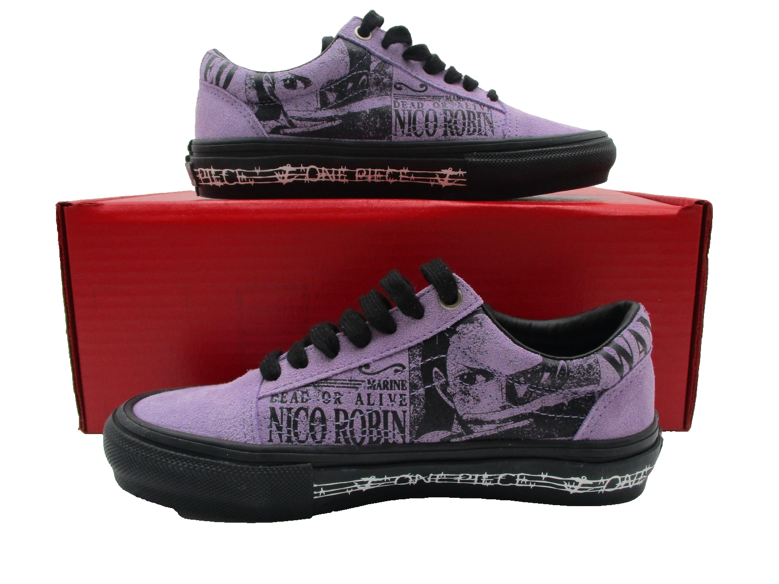 Vans One Piece Nico Robin Shoes Mens Sz 4.5 Purple Black Skateboarding Anime 1J11