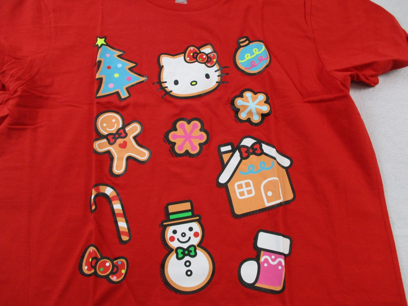 Bioworld Shirt Womens XL Red Hello Kitty Christmas Gingerbread Tee 152515263