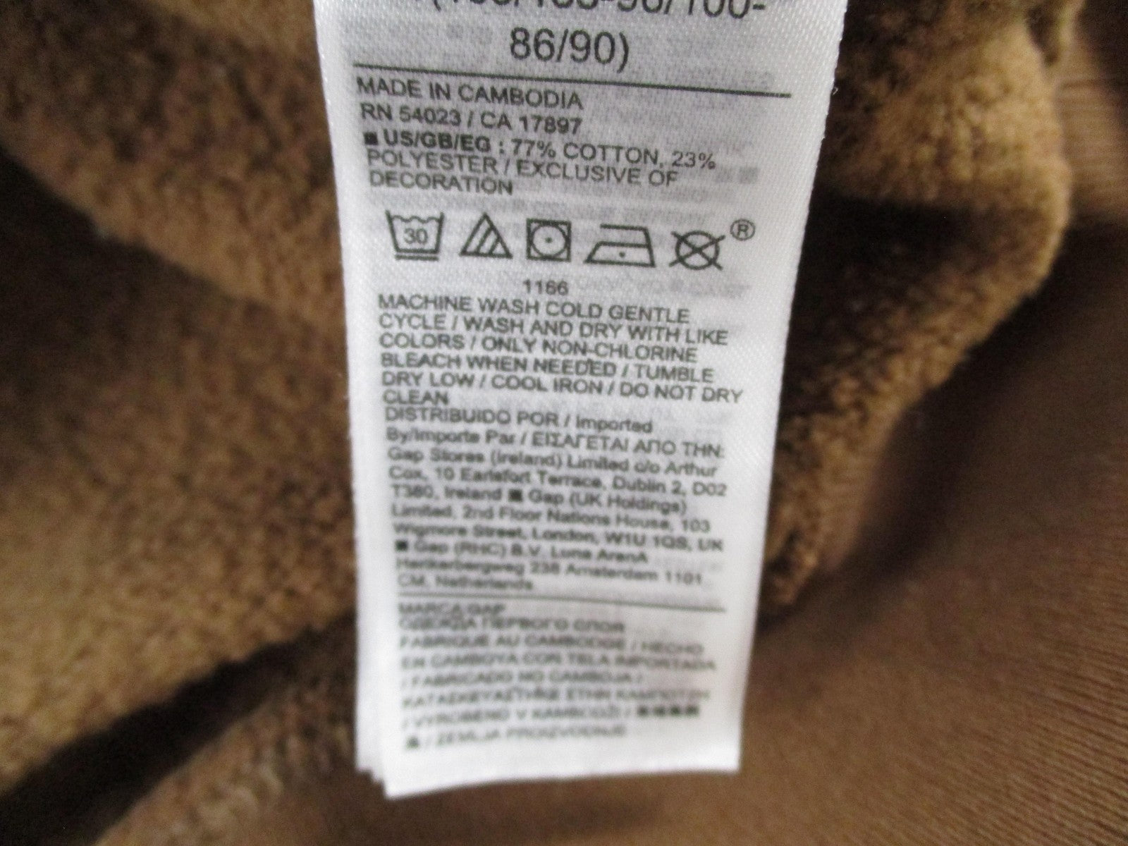 Gap Hoodie Mens Medium Brown Fleece Logo Pullover Sweatshirt Front Applique 17693