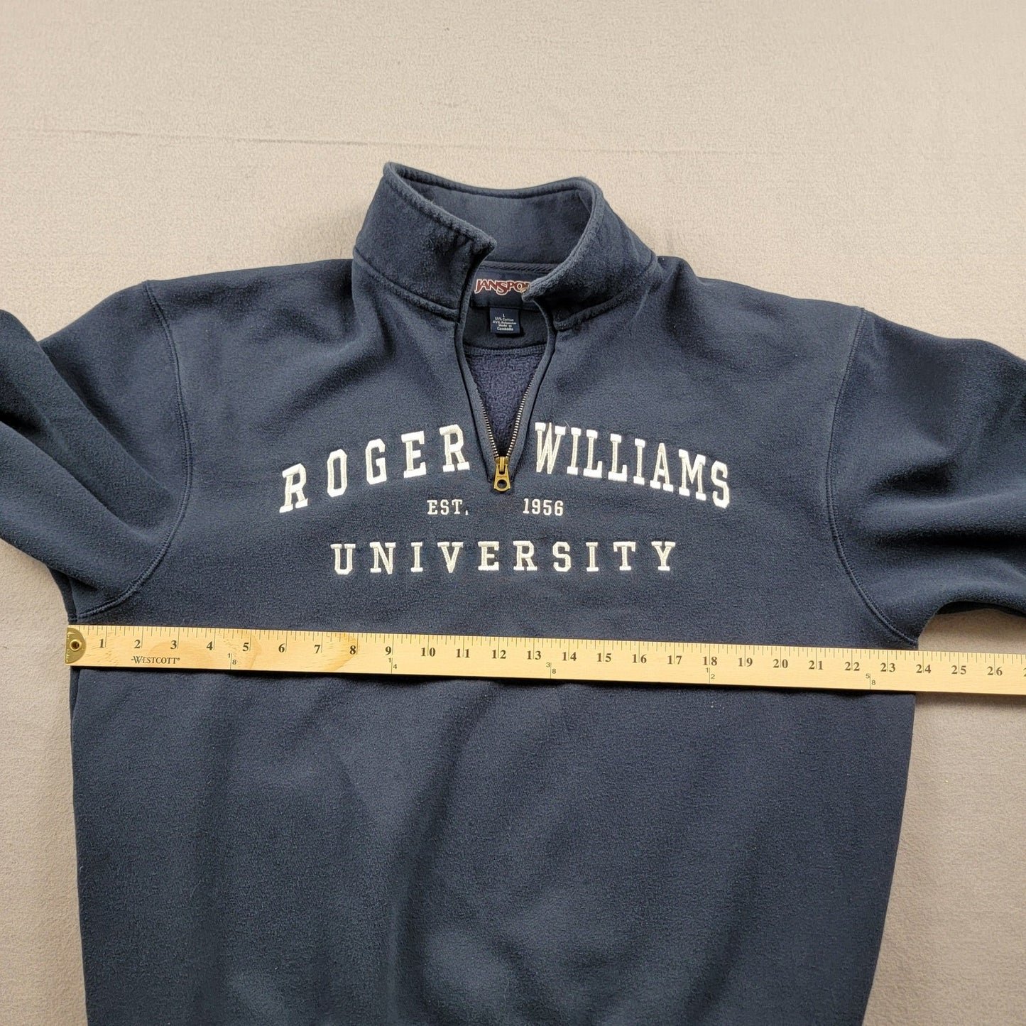 90s Vintage Roger Williams University ZipUp Blue Sz L