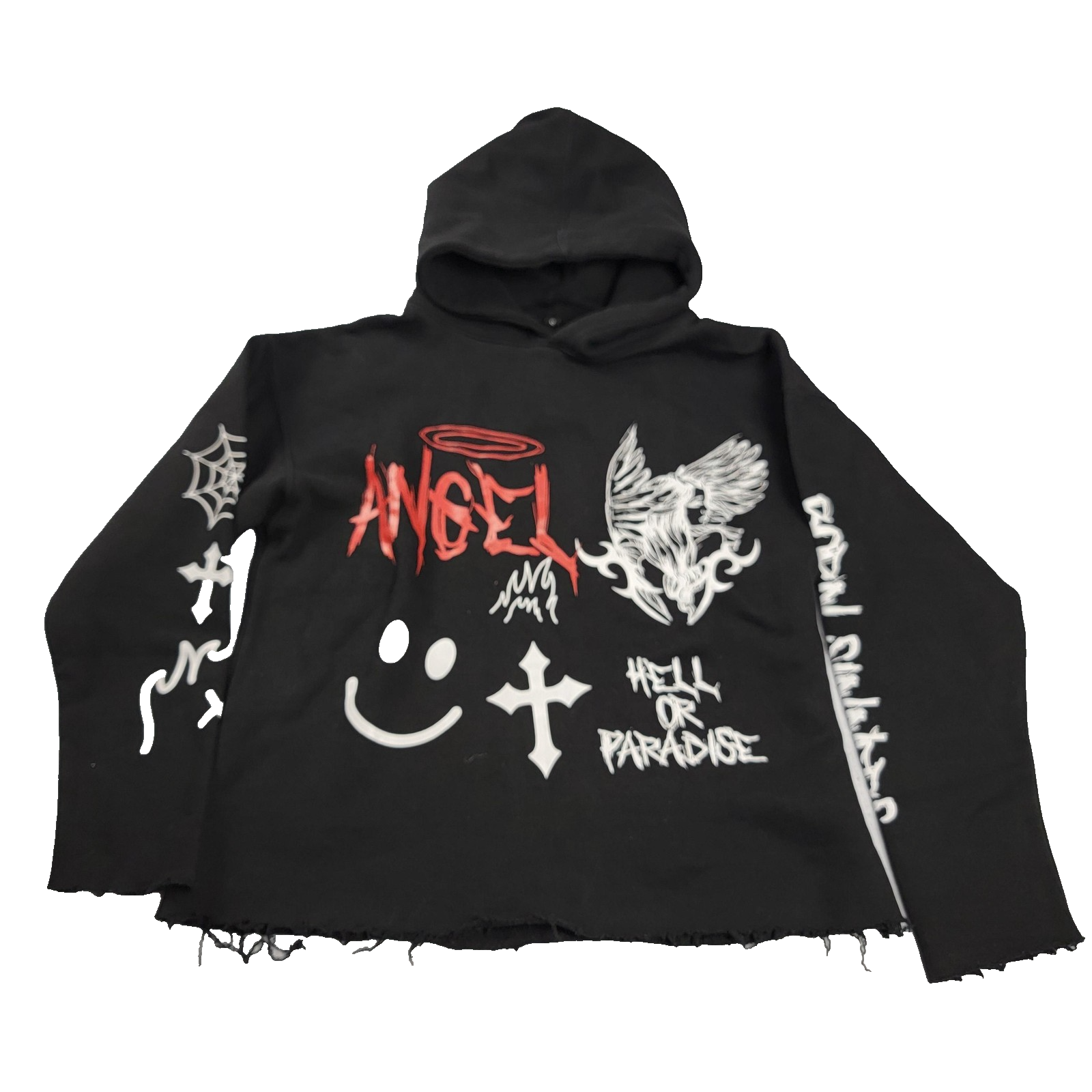 AngelsxDemonz Hoodie Sweatshirt Pants Set Small Black Graphic Distressed
