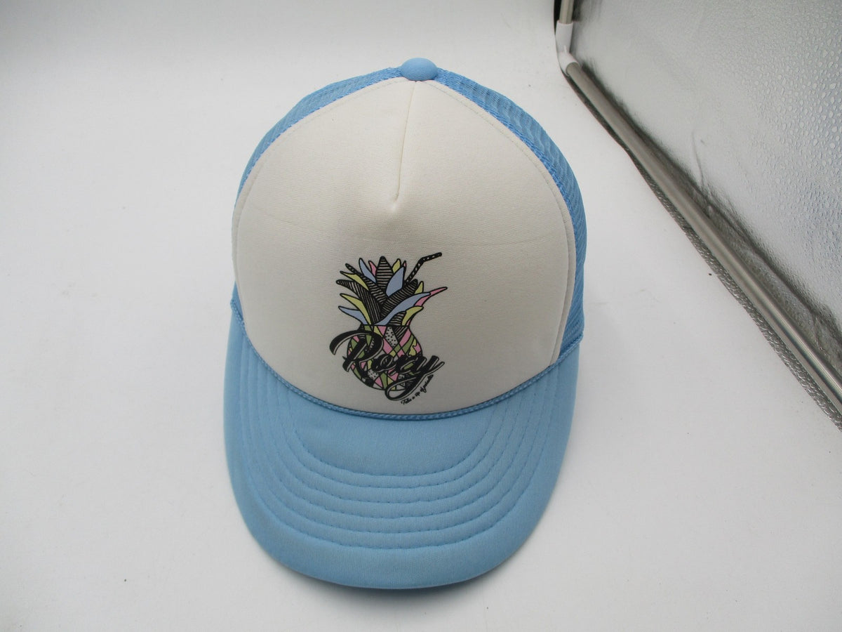 Roxy Hat Cap Snap Back Womens Adjustable Blue Pineapple Logo Trucker Surf Mesh3