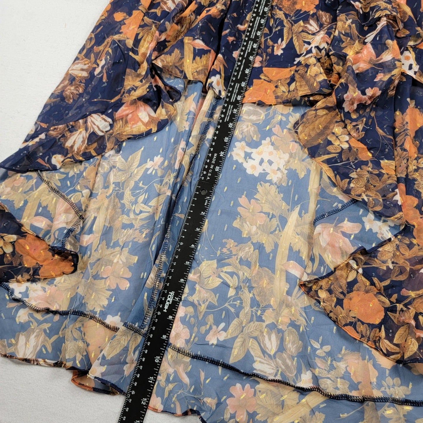 Lulus Stunning Favorite Navy Blue Floral Ruffled High-Low Maxi Dress