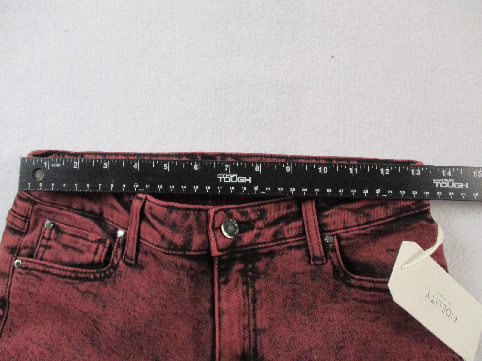 Fidelity Cali Jeans Womens 26 Red Lipstick High Rise Straight Acid Wash 14447