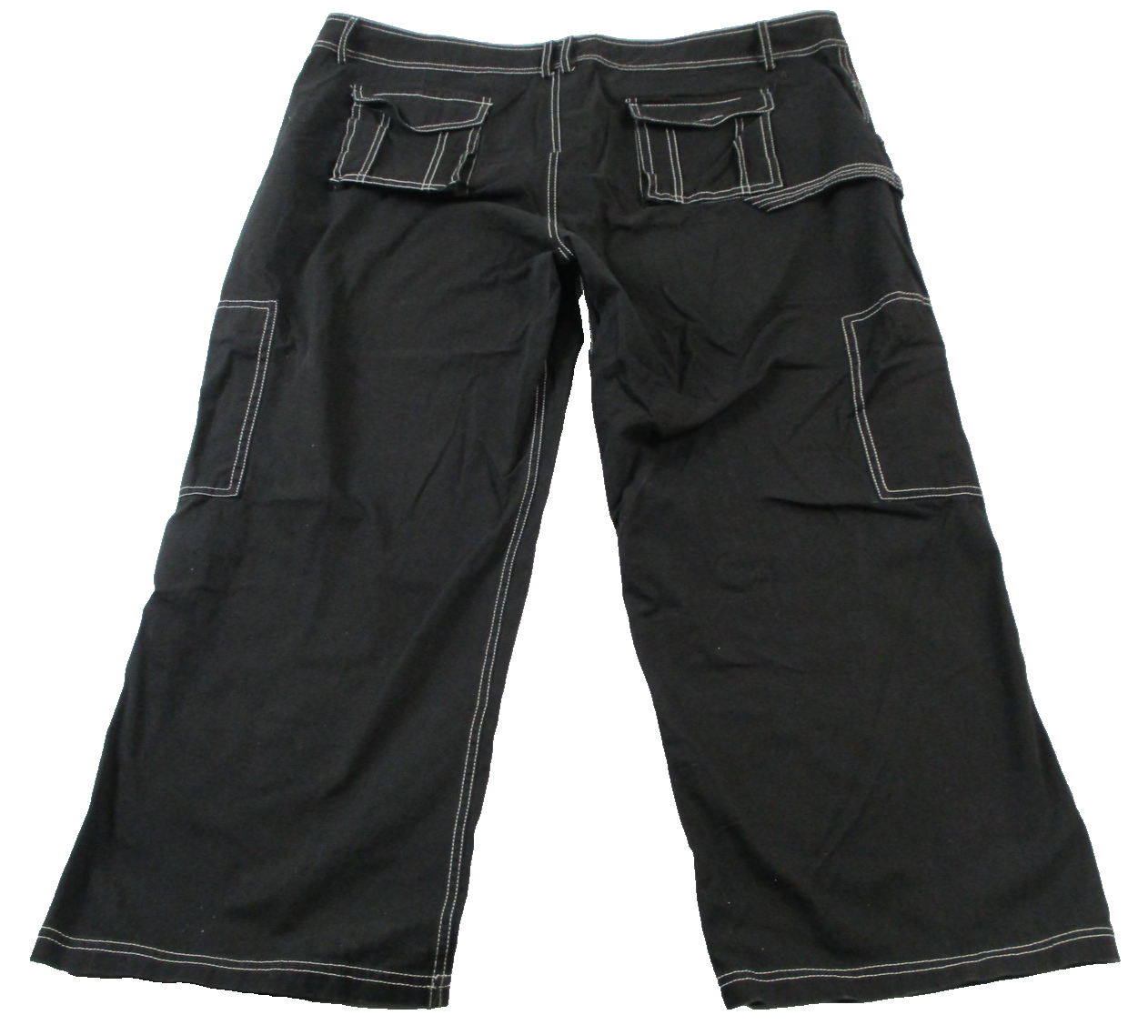 Poster Grl Pants Womens 3X Black Capri Wide Leg Cargo Zip Pockets Twill 14301