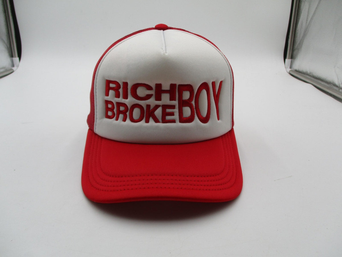 Crowns By Lids Hat Cap Snap Back Mens One Size Red Rich Broke Boy Trucker Mesh0