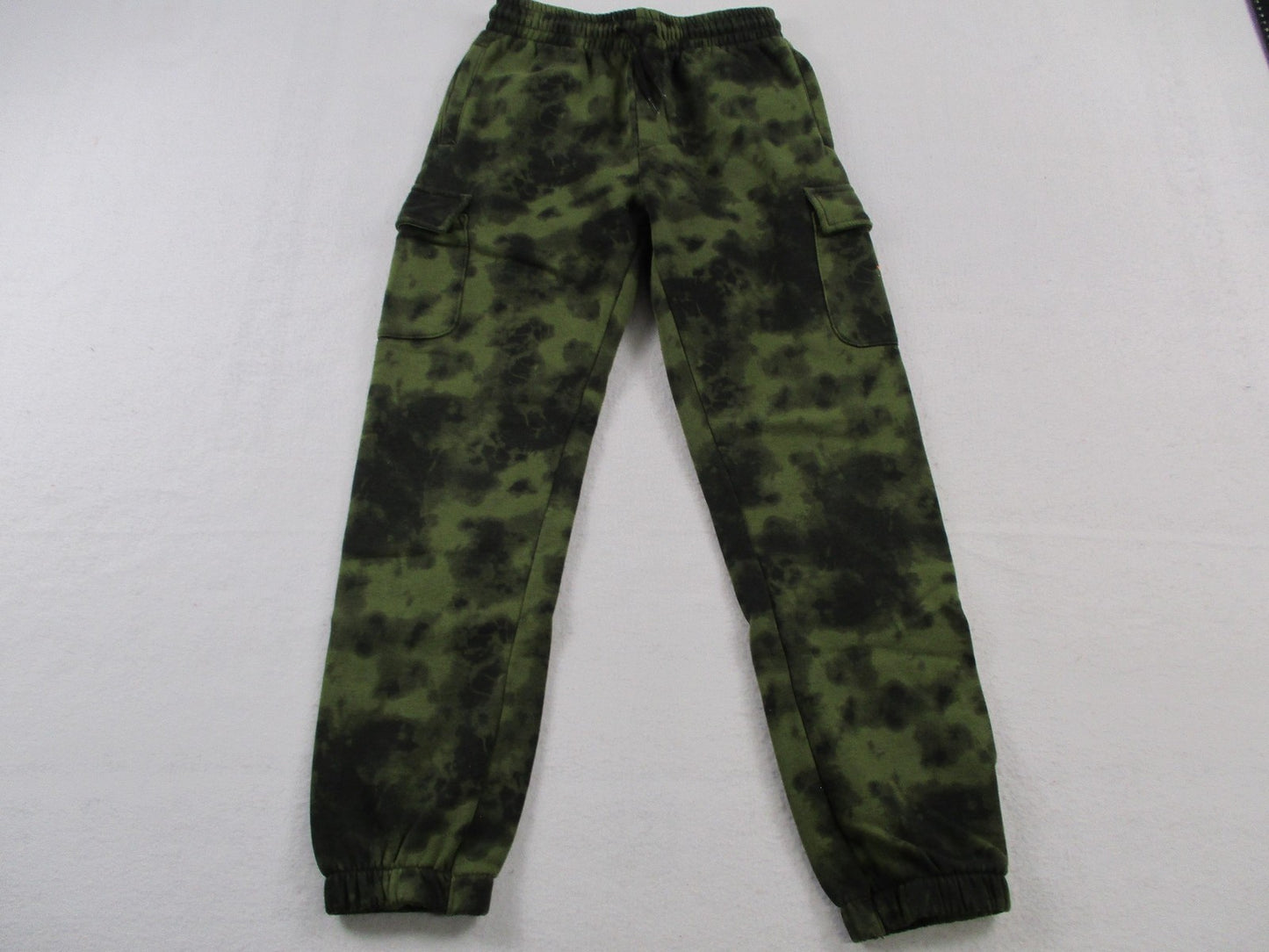 Nike Pants Kids 12-13 Yrs Green Tie Dye Fleece Cargo Joggers Logo Elastic Waist0