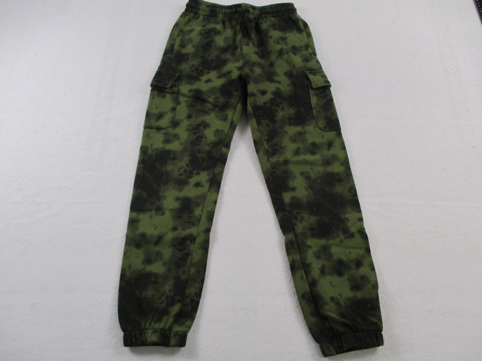 Nike Pants Kids 12-13 Yrs Green Tie Dye Fleece Cargo Joggers Logo Elastic Waist0