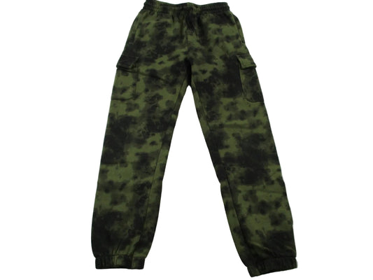 Nike Pants Kids 12-13 Yrs Green Tie Dye Fleece Cargo Joggers Logo Elastic Waist0