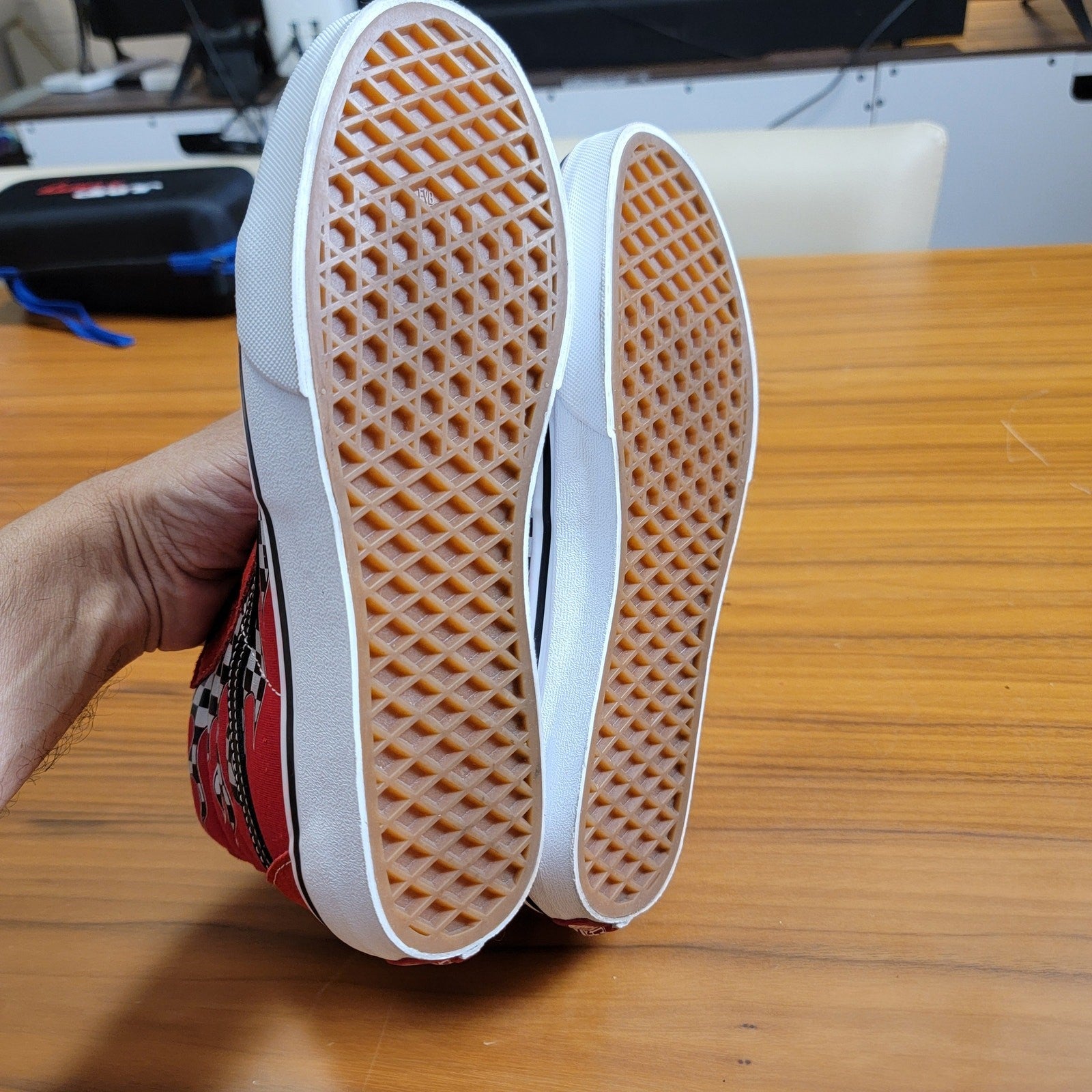 Vans Sk8Hi Reflect Check Flame Red Sneakers Sz 7 VN0A4UI2IZQ