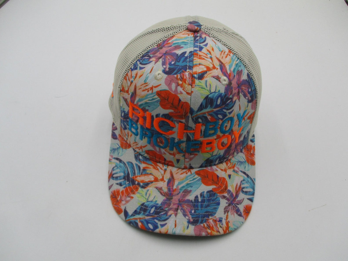 Crowns By Lids Hat Cap Snap Back Mens One Size Floral Rich Boy Broke Boy Trucker7