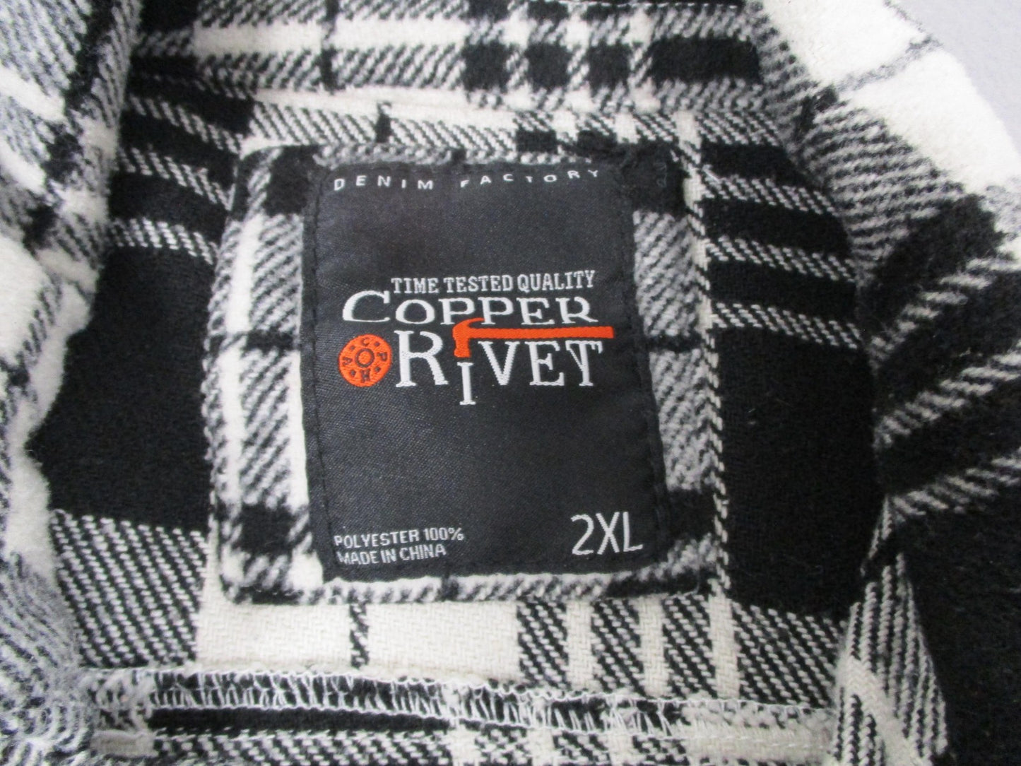 Copper Rivet Shirt Mens 2XL Black White Plaid Flannel Snap Front Graphic Shacket8