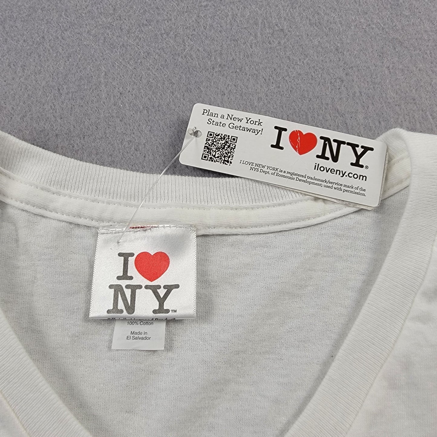 I Love NY Tourism Women's V-Neck White Tee New with Tags