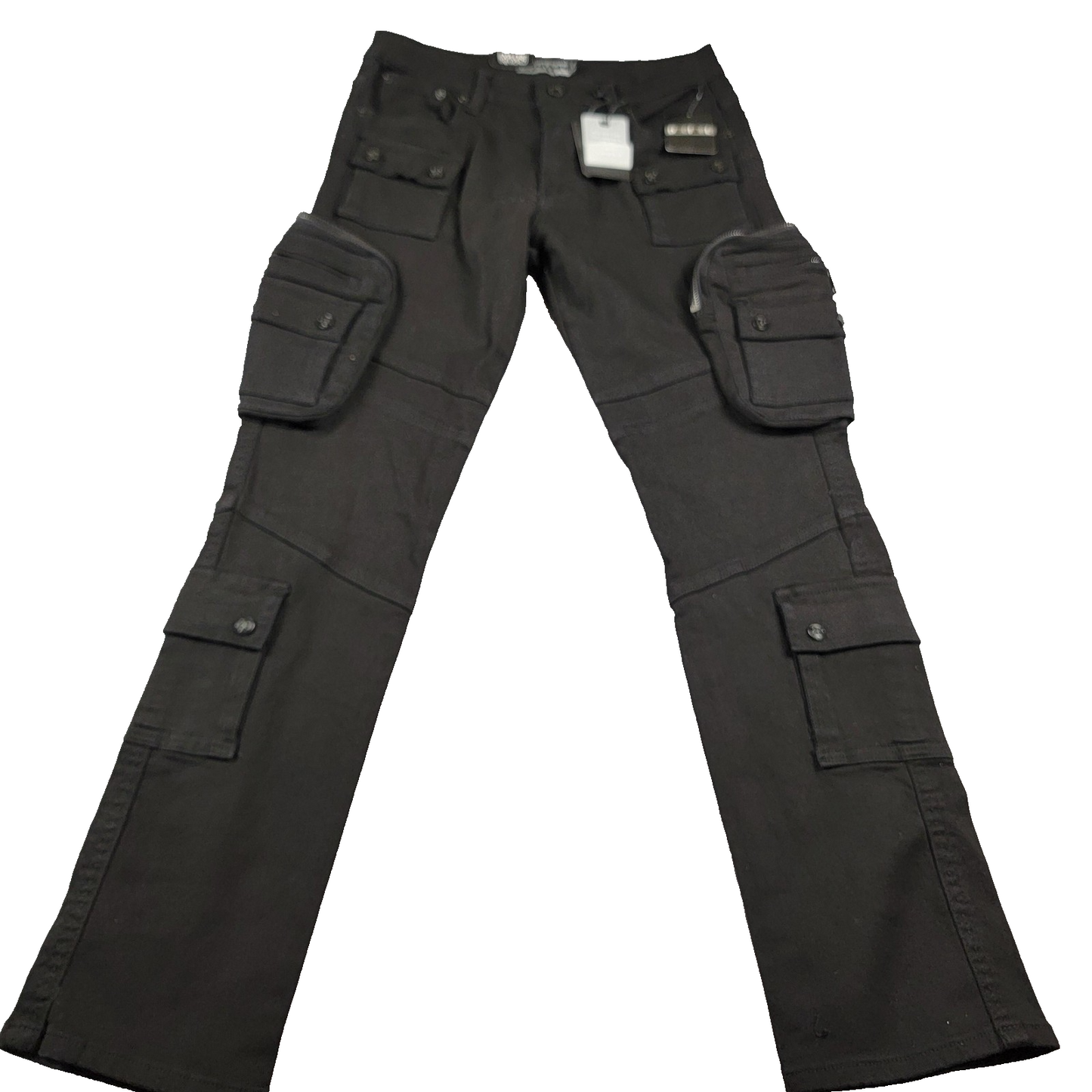 Decibel Cargo Pants Mens 34x34 Black Streetwear Multi Pocket Utility New Tag 9180