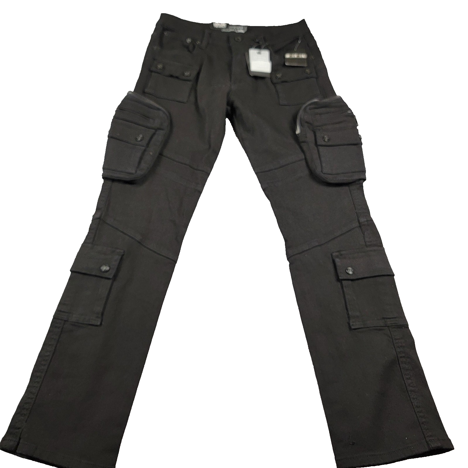 Decibel Cargo Pants Mens 34x34 Black Streetwear Multi Pocket Utility New Tag 9180