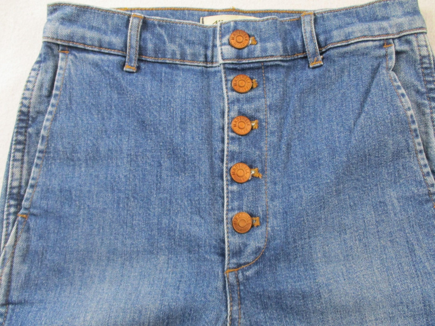 Madewell Jeans Womens 24 Blue High Rise Straight Button Fly Stretch Denim 14573
