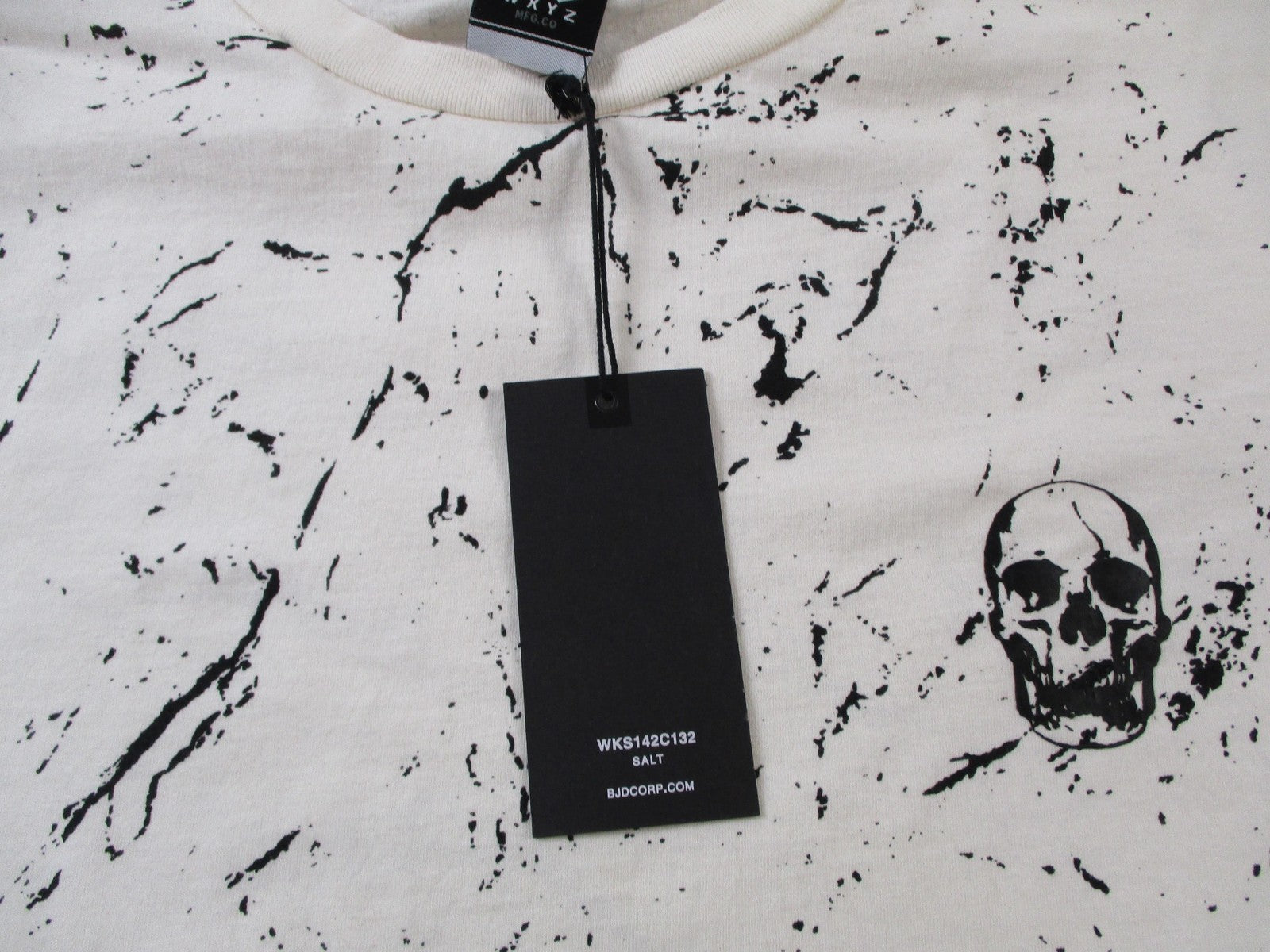 WXYZ Shirt Mens Medium White Skull Graphic Marble Splatter Allover Print Tee4