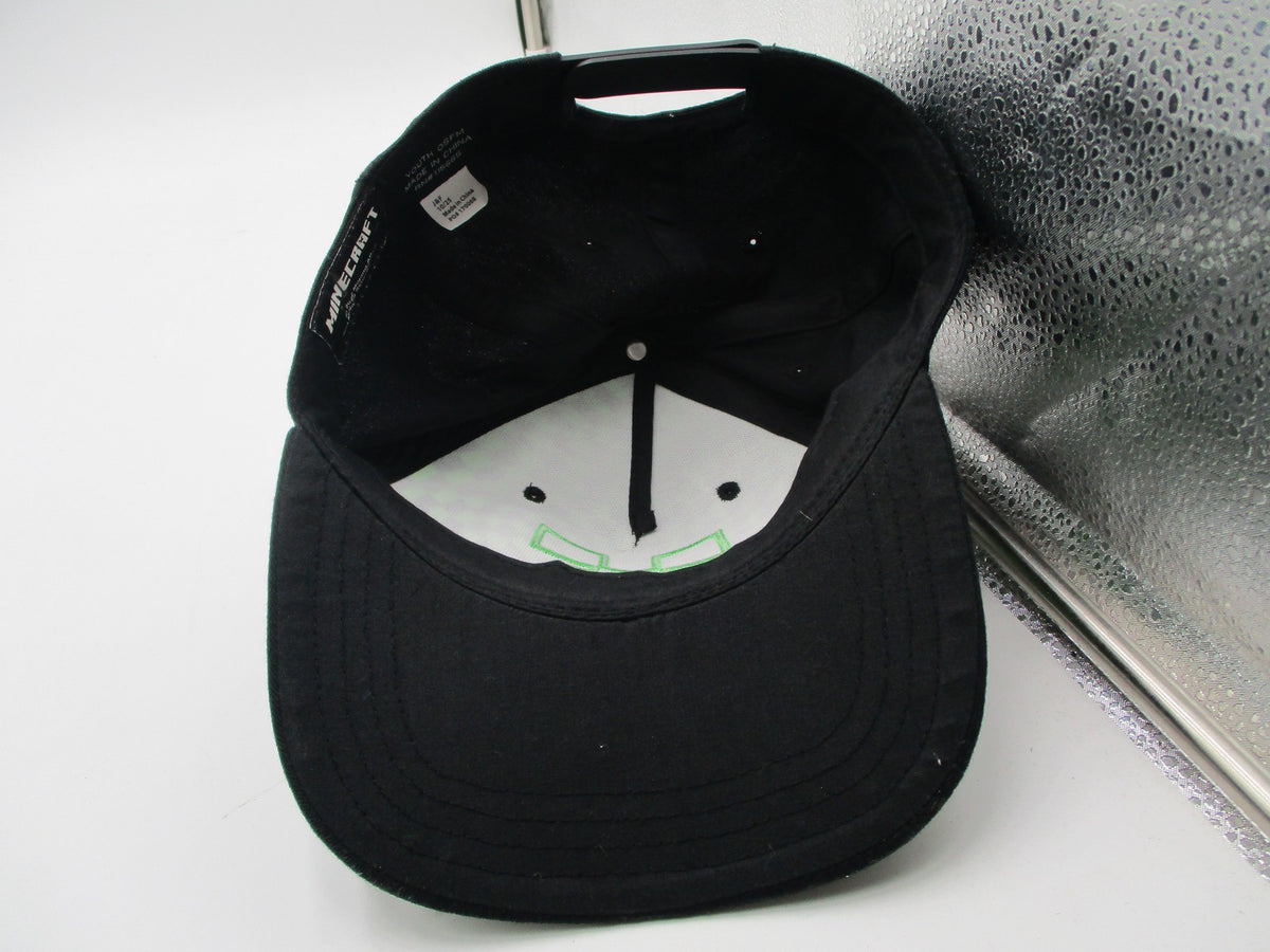 Minecraft Creeper Hat Cap Snap Back Boys One Size Black Green Checkered Graphic9