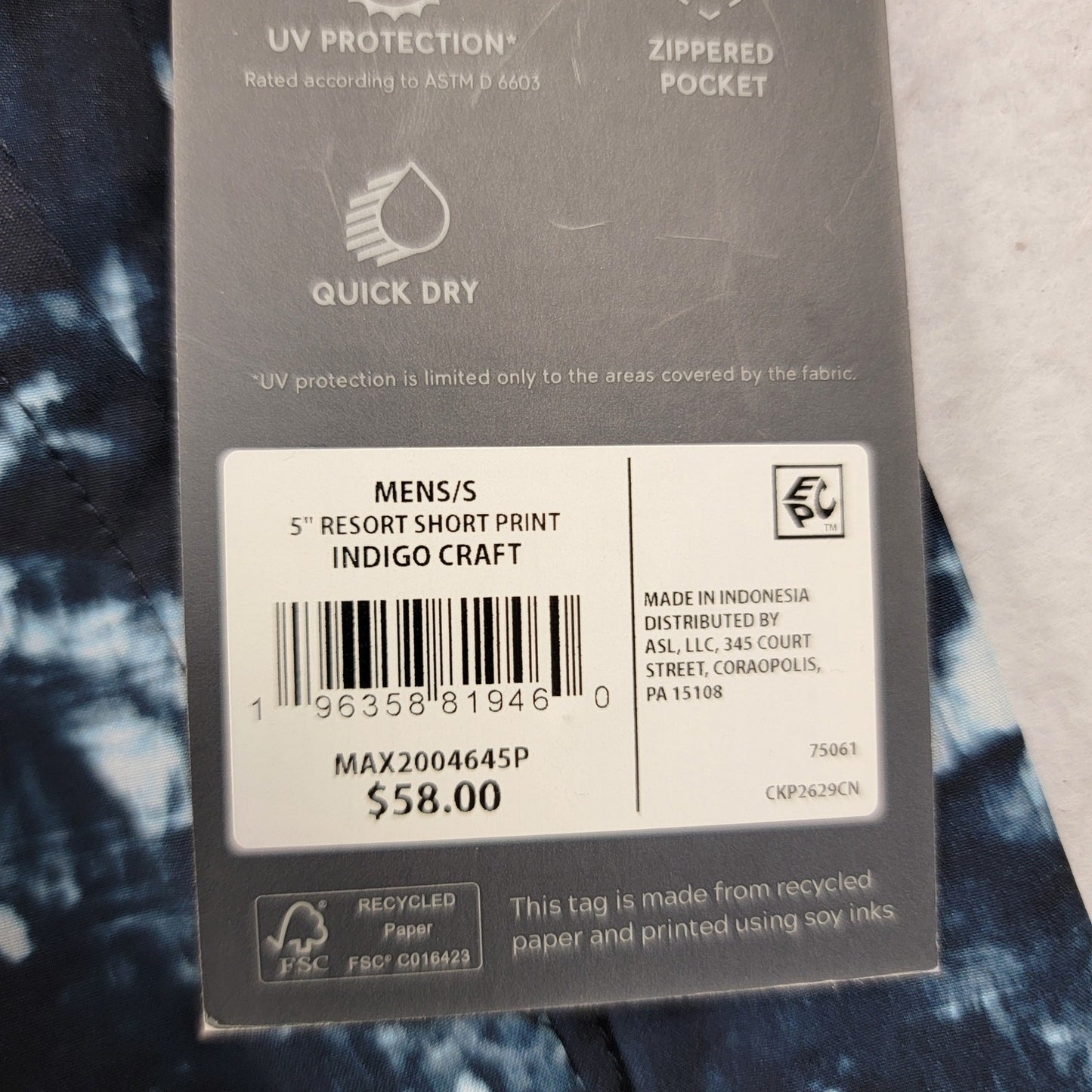 VRST 5" Resort Short Indigo Craft Men’s Swim Trunks Small Quick Dry UV Slim Fit3