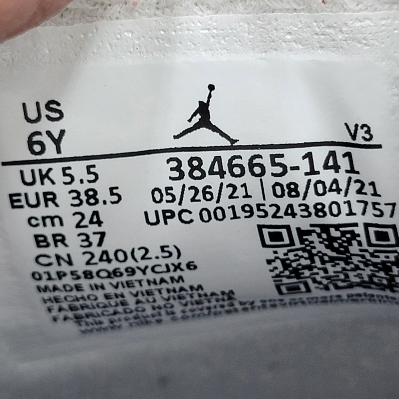 Air Jordan 6 Retro GS 'Midnight Navy' 2022 Sz 6Y/7.5W 384665-141