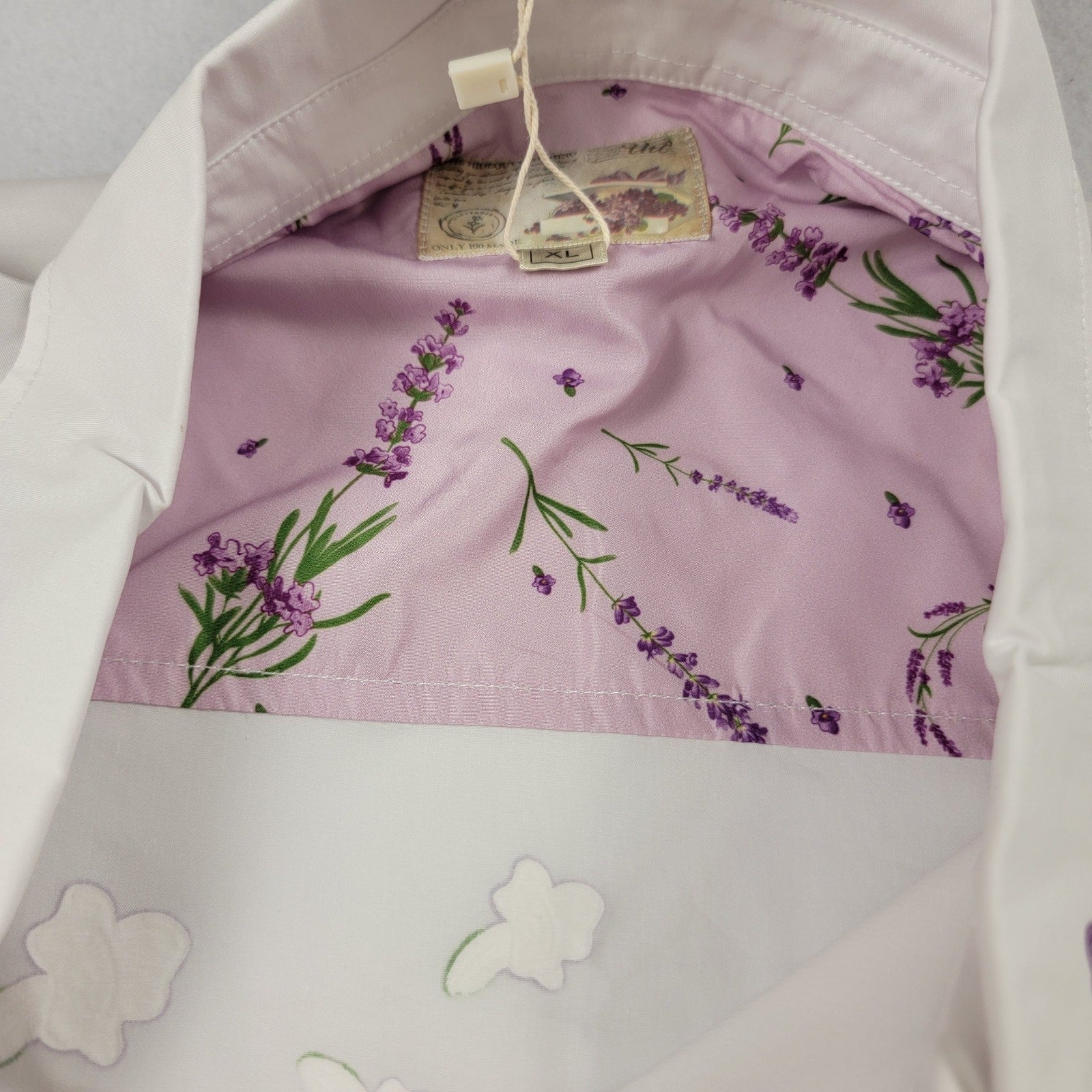 The Hideout Clothing Valensole Lavender SS Button Down Shirt White XL NWT