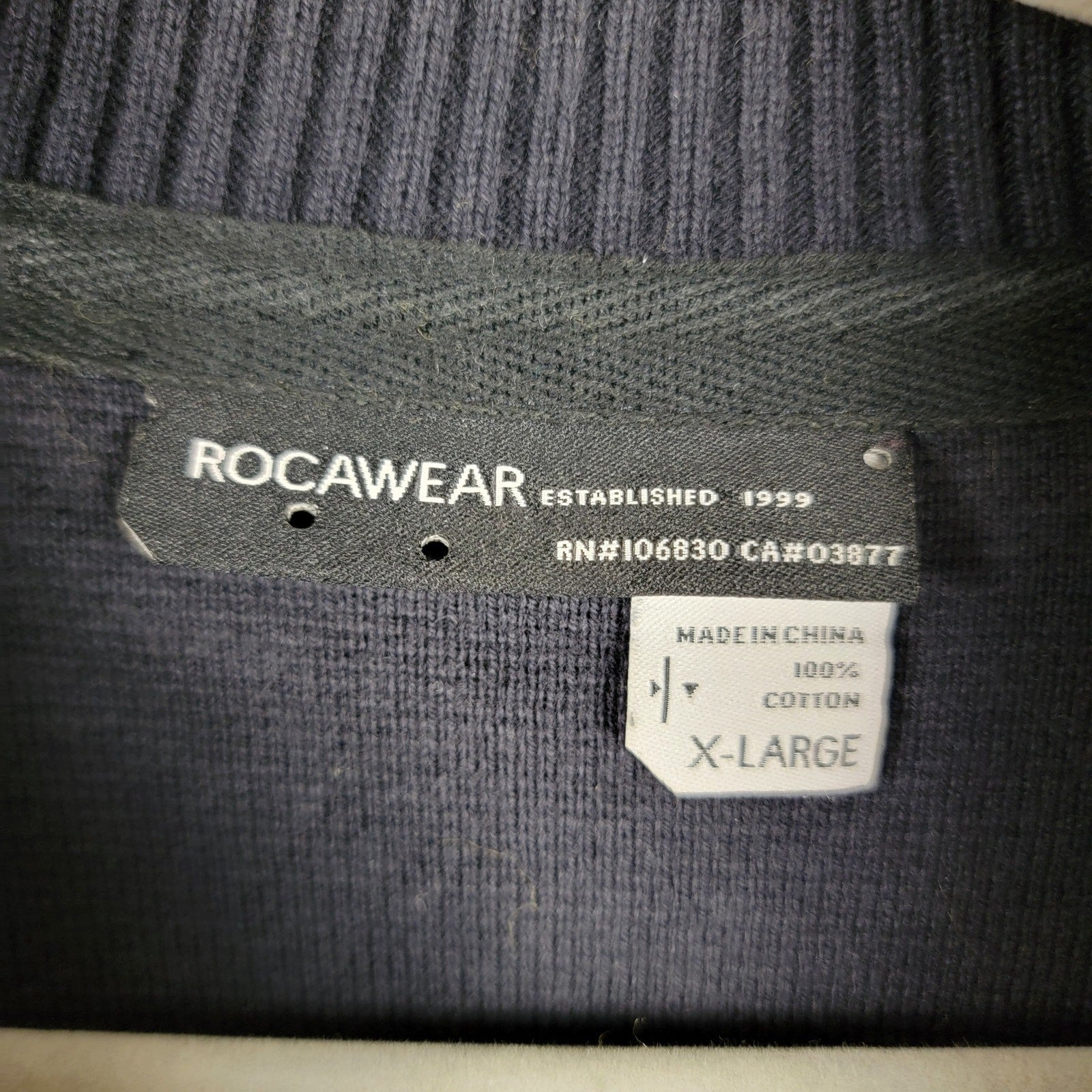 Rocawear R+ Men's XL Blue ButtonUp Sweater Cardigan Knit Jacket Streetwear 0814