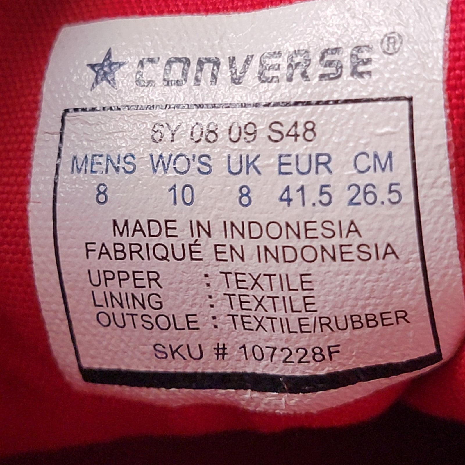 Converse Chuck Taylor All Star High Top Brown Red Men’s 8 Preowned
