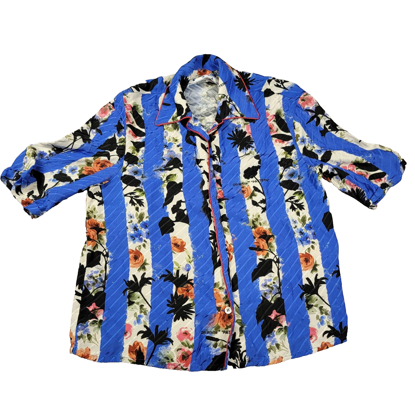 OffWhite Shirt Unisex 38 Floral Striped Made Italy Virgil Abloh Designer