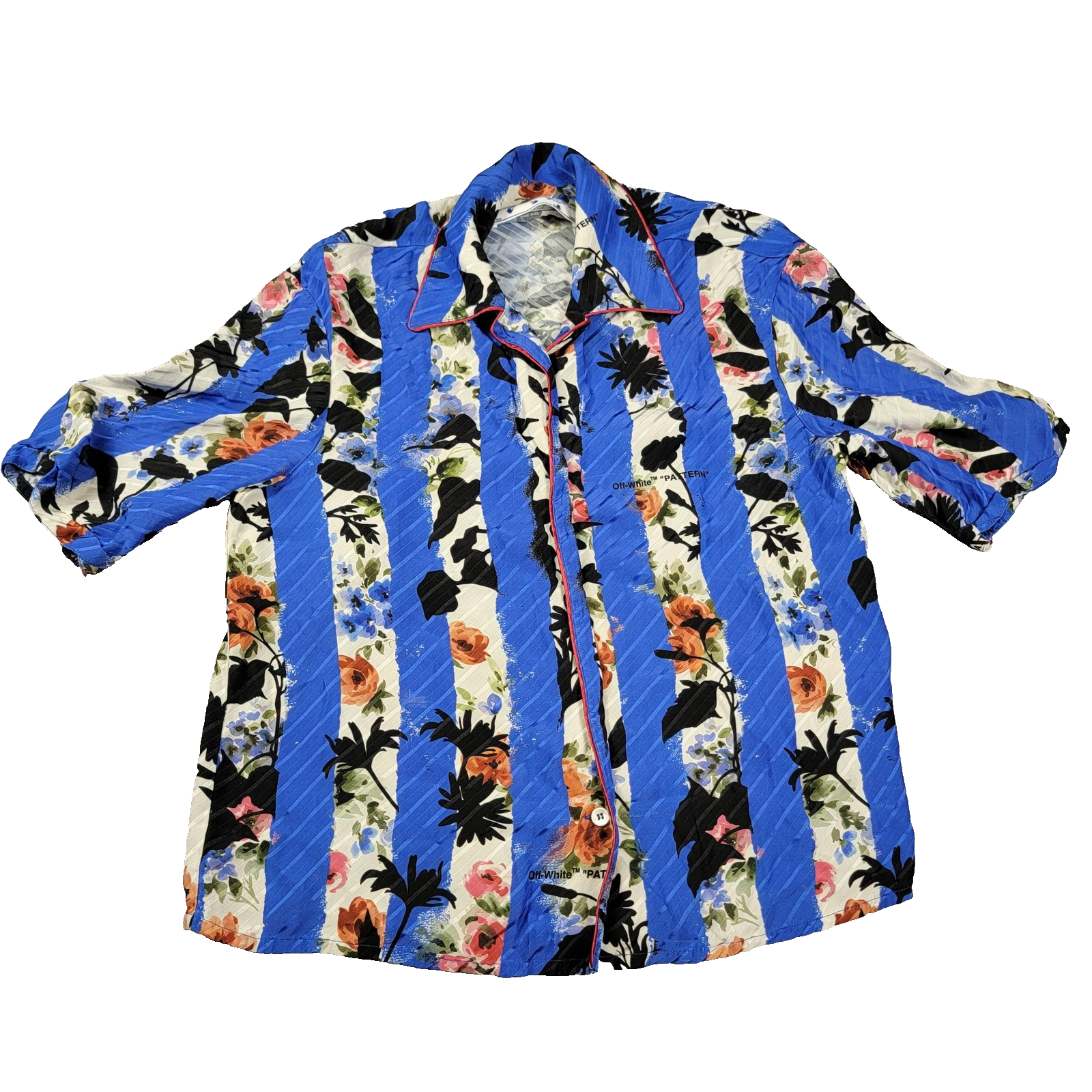 OffWhite Shirt Unisex 38 Floral Striped Made Italy Virgil Abloh Designer