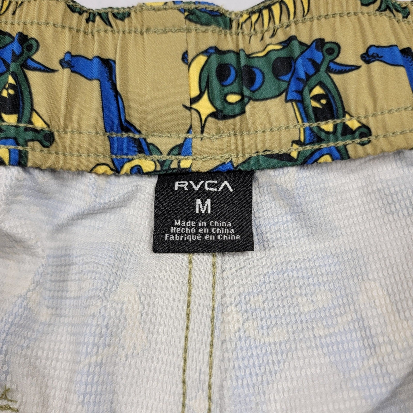 RVCA Artist Network Program Boardshorts Men’s Medium Tan Graphic Swim Trunks 17”2