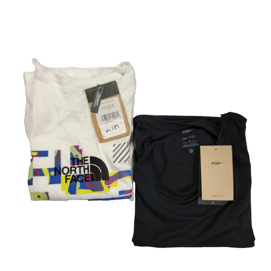 2 Pk The North Face Relaxed Fit White + Nike Yoga Dri Fit T Black Sz 2X