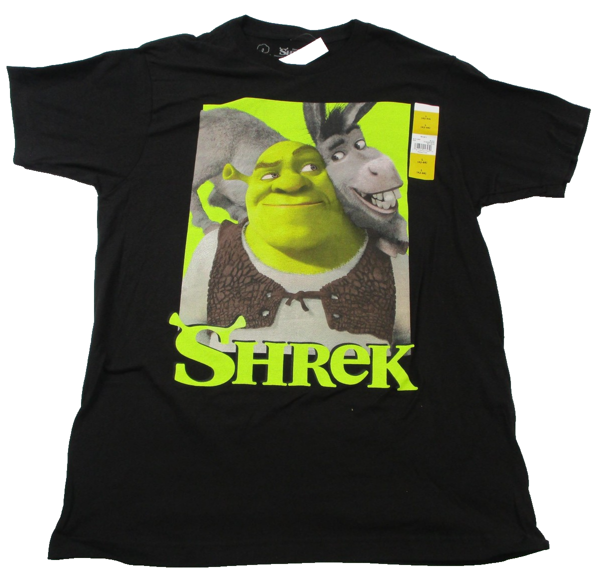 Shrek Shirt Mens Large Black Shrek & Donkey Graphic Movie Tee Tagless 1375760