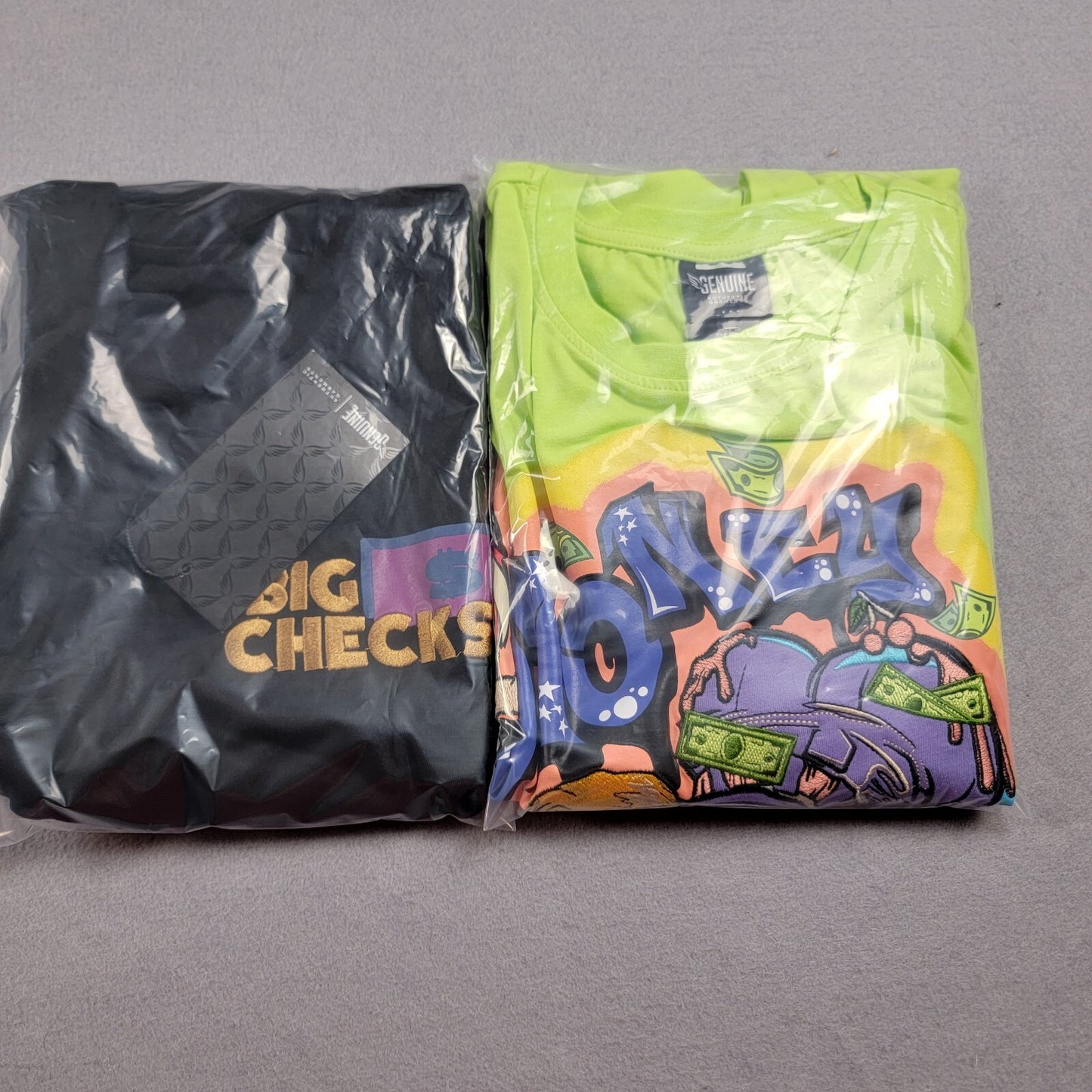 New Genuine Authentic Tee Shirt Bundle 'Money Drip' and 'Big Checks' Sz M