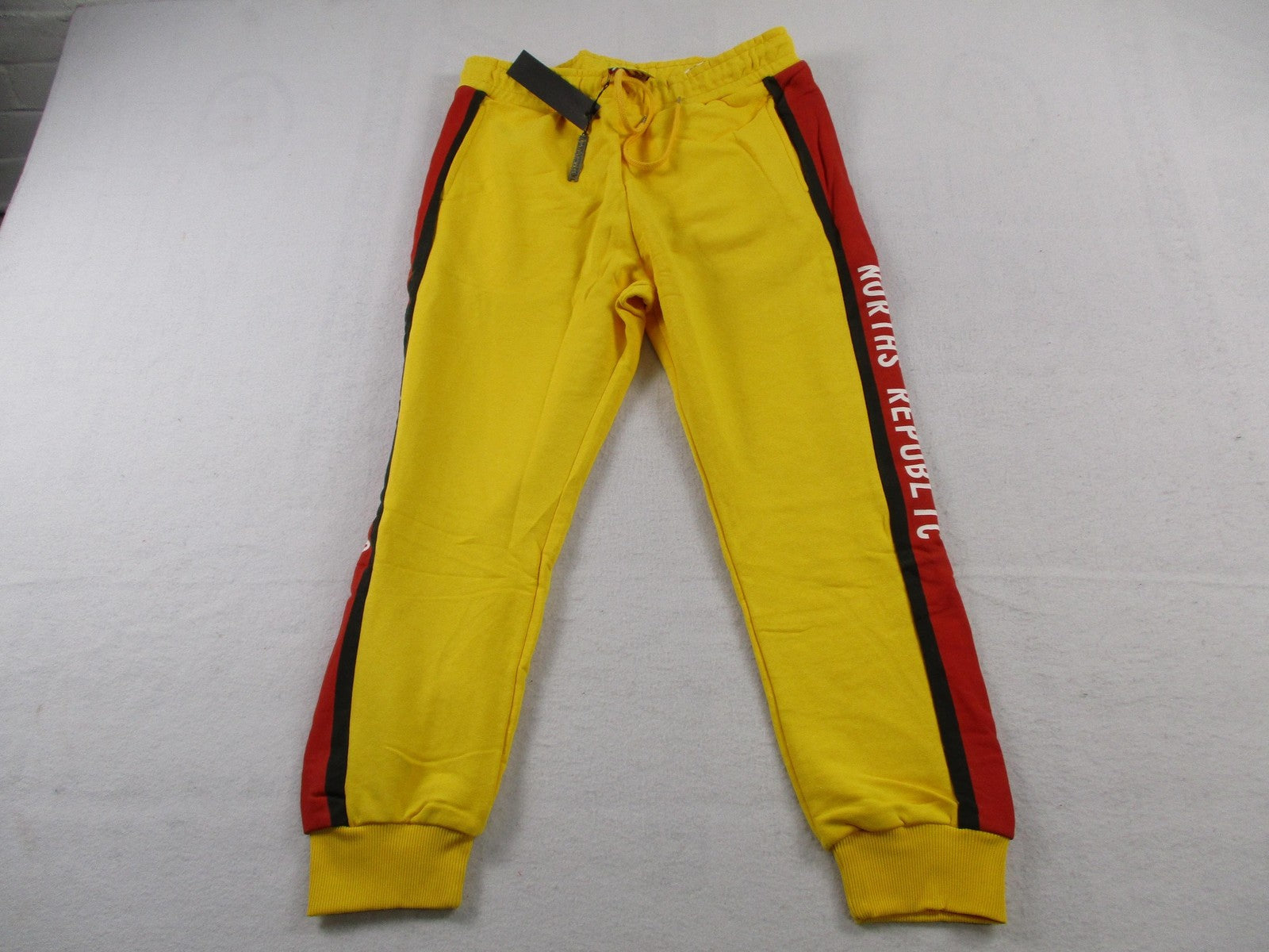 North's Republic Pants Mens 2XL Yellow Side Stripe Fleece Joggers Sweatpants New0