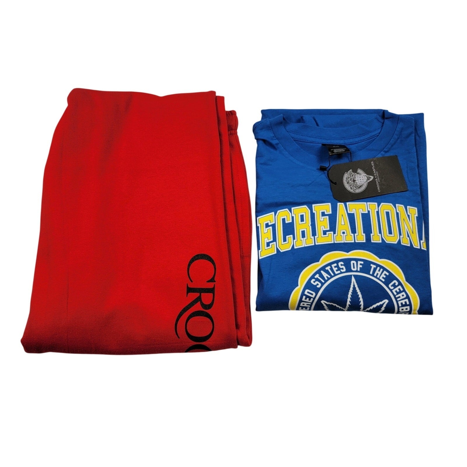Crooks & Castles Recreational Tee + Sweatpants Set 3XL NWT Blue/Red 7261