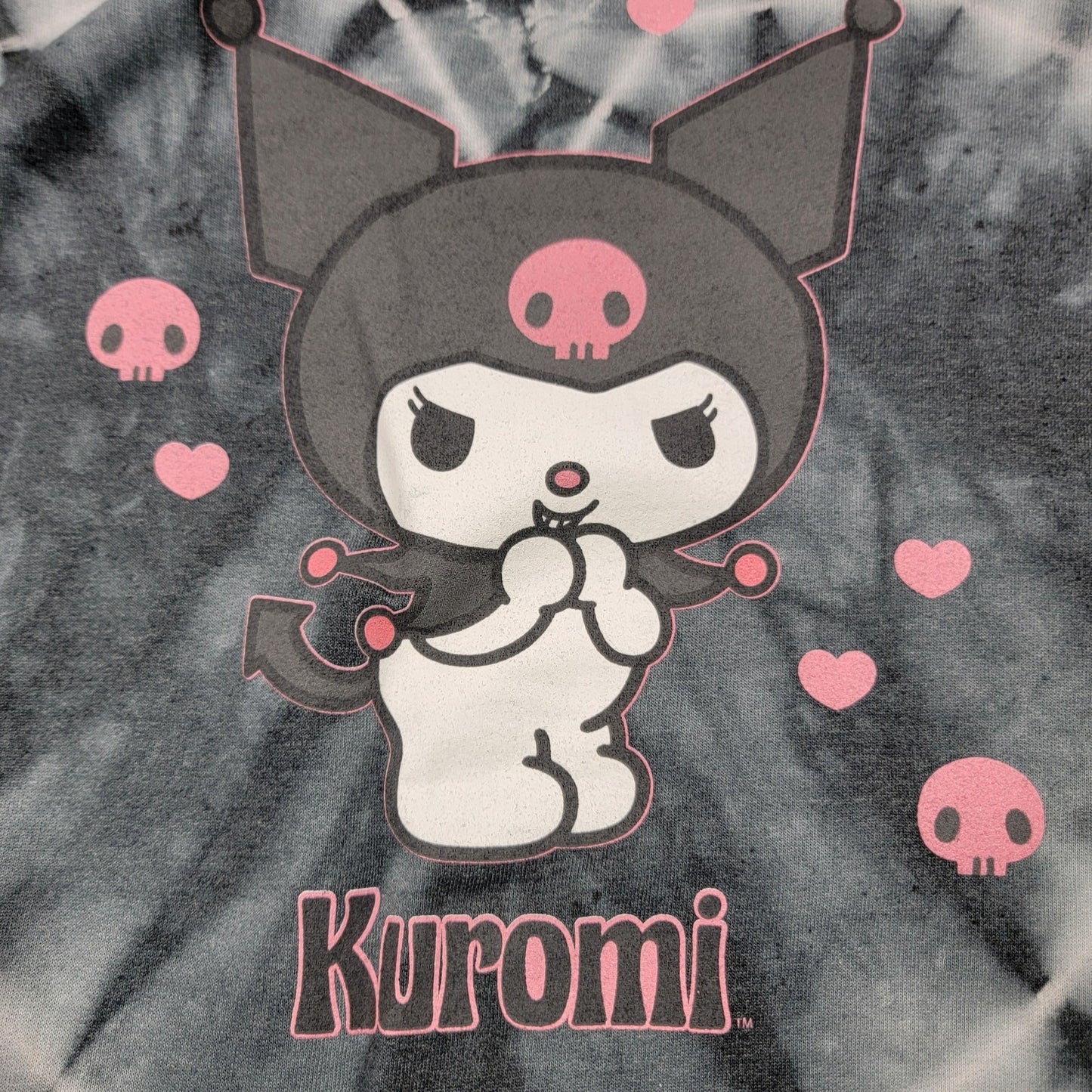 Forever 21 Sanrio Kuromi Tie Dye Sweatshirt Gray Black Hearts Large NWT