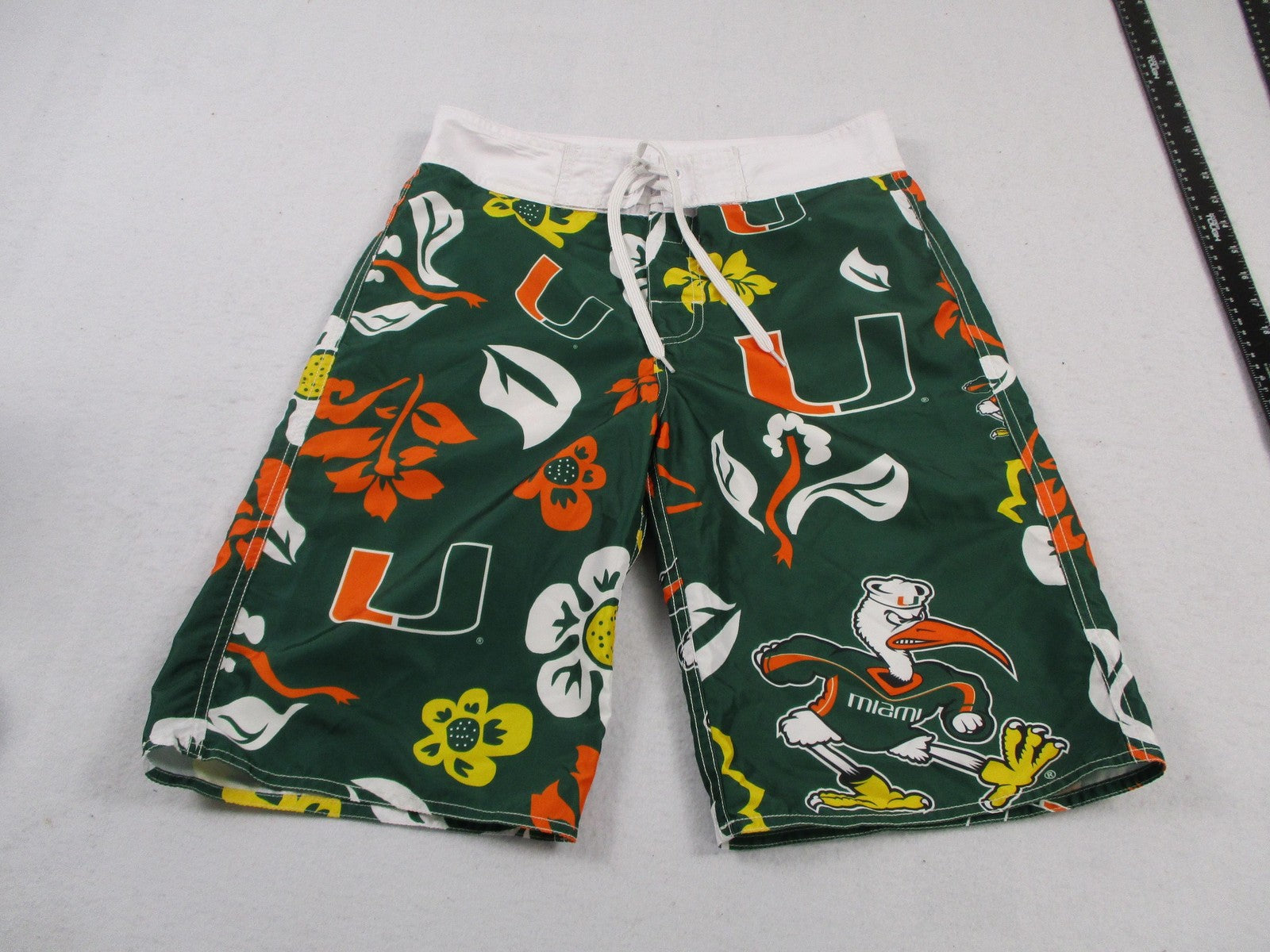 Miami Hurricanes Shorts Mens 30 Green NCAA Football Wes And Willy Swim Trunks0