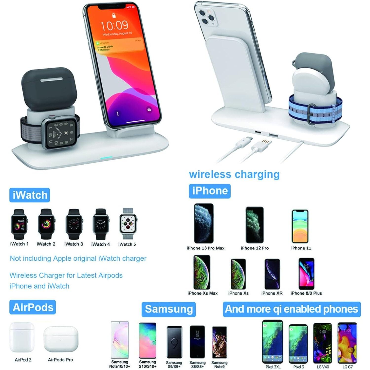 4 in 1 Desk Charger for Apple and Some Android. See info0