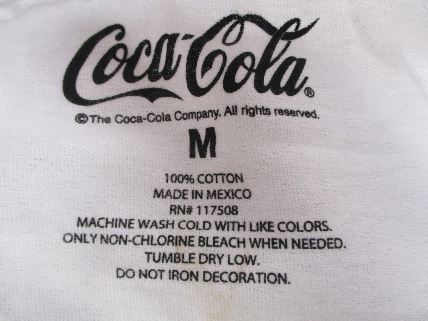 CocaCola Coke Shirt Mens Medium White Bottle Graphic Soda Pop Logo Tee 15072
