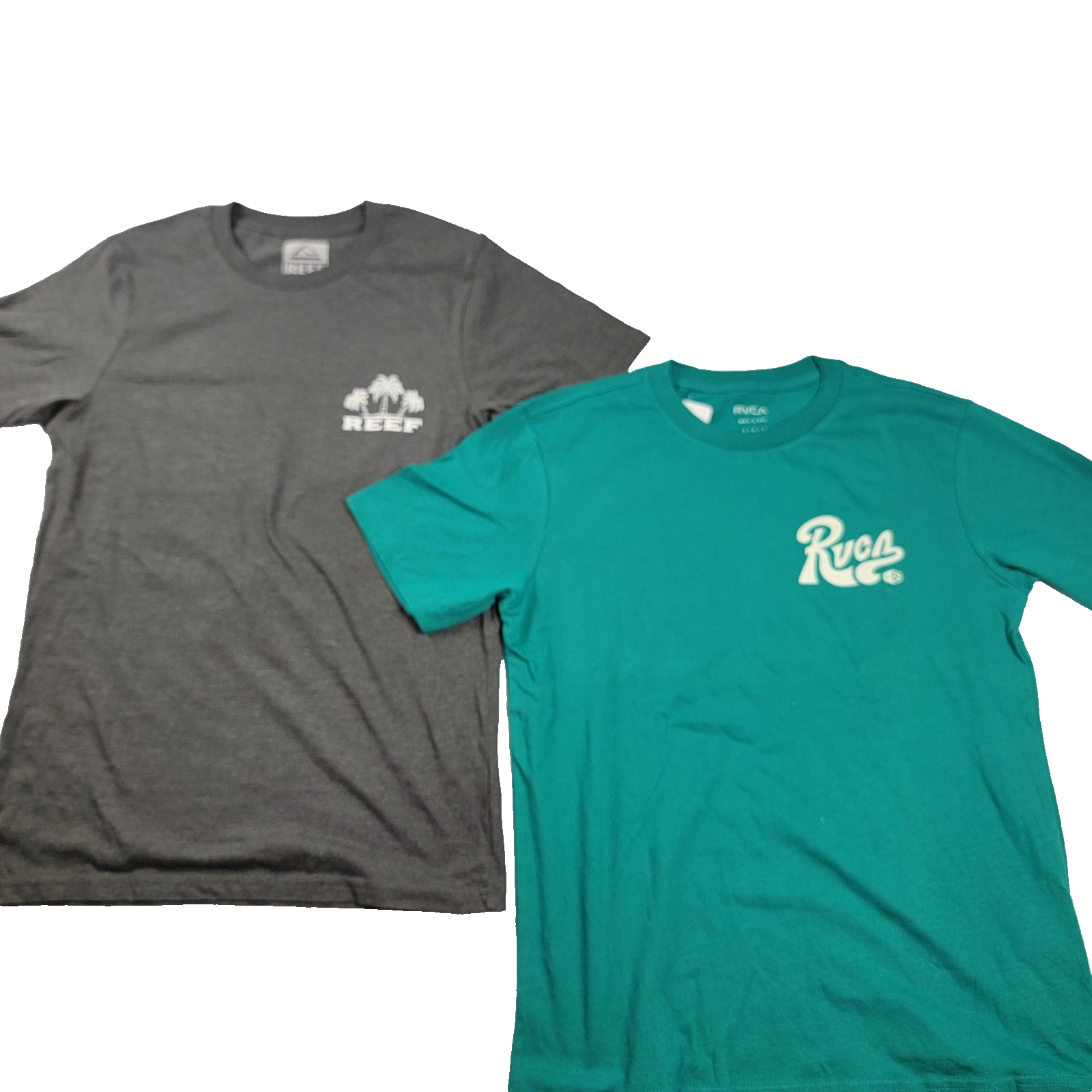 2 Pack Surf Tee RVCA & Reef Brand Sz S Men/Boys Lg (1067) pit to pit equal size0