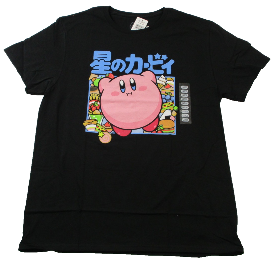 Kirby Shirt Mens Large Black Hoshi No Kirby Japanese Food Tee Nintendo 151915220