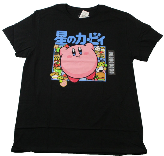 Kirby Shirt Mens Large Black Hoshi No Kirby Japanese Food Tee Nintendo 151915220