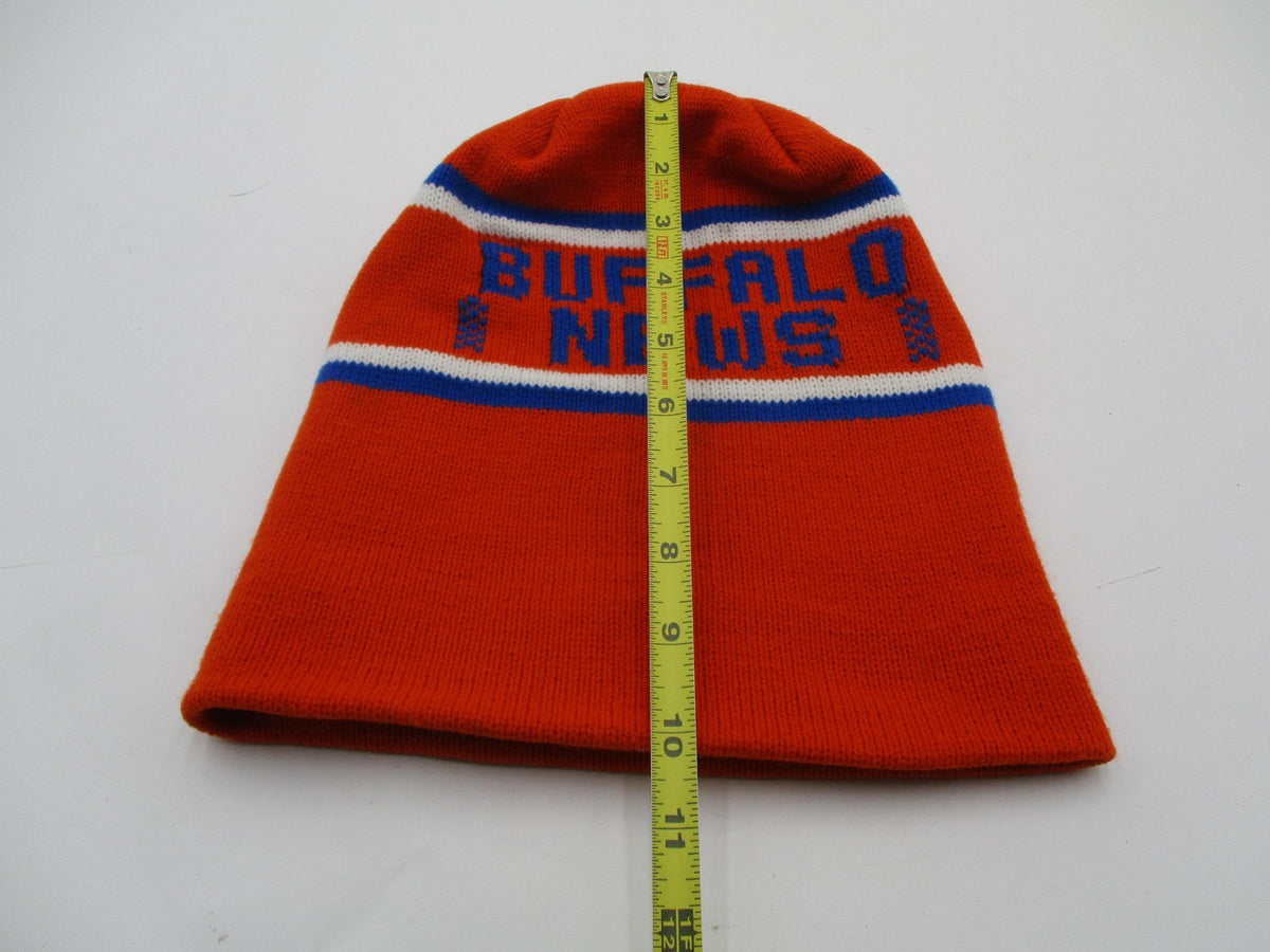 Buffalo News Hat Cap Beanie Mens One Size Orange Knit Striped Logo Winter6