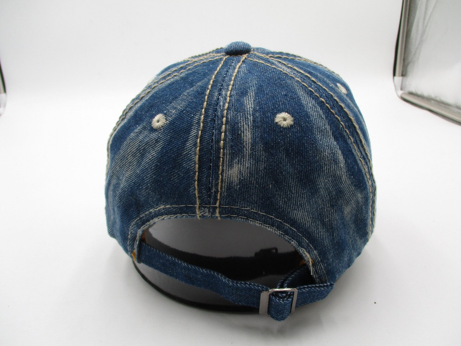 Rhinestone Star Hat Cap Strap Back Blue Denim Beaded Pearl Adjustable Womens4