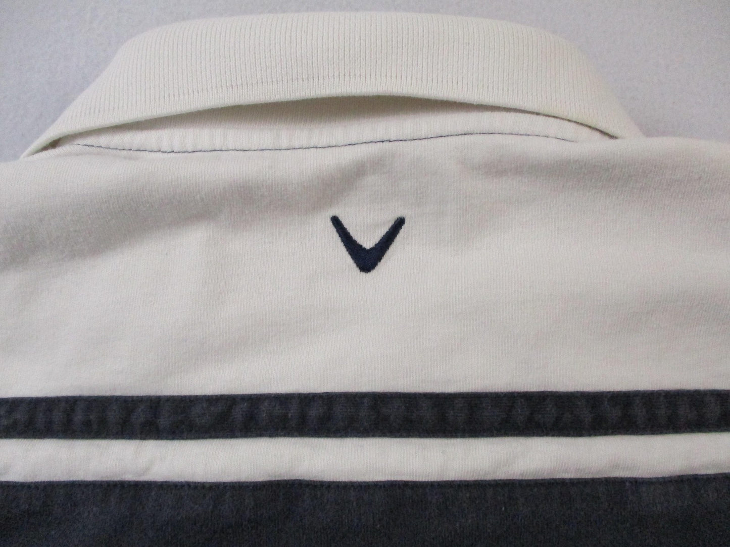 Callaway Golf Sport Polo Shirt Mens XL Blue Long Sleeve Cotton Striped Collared14