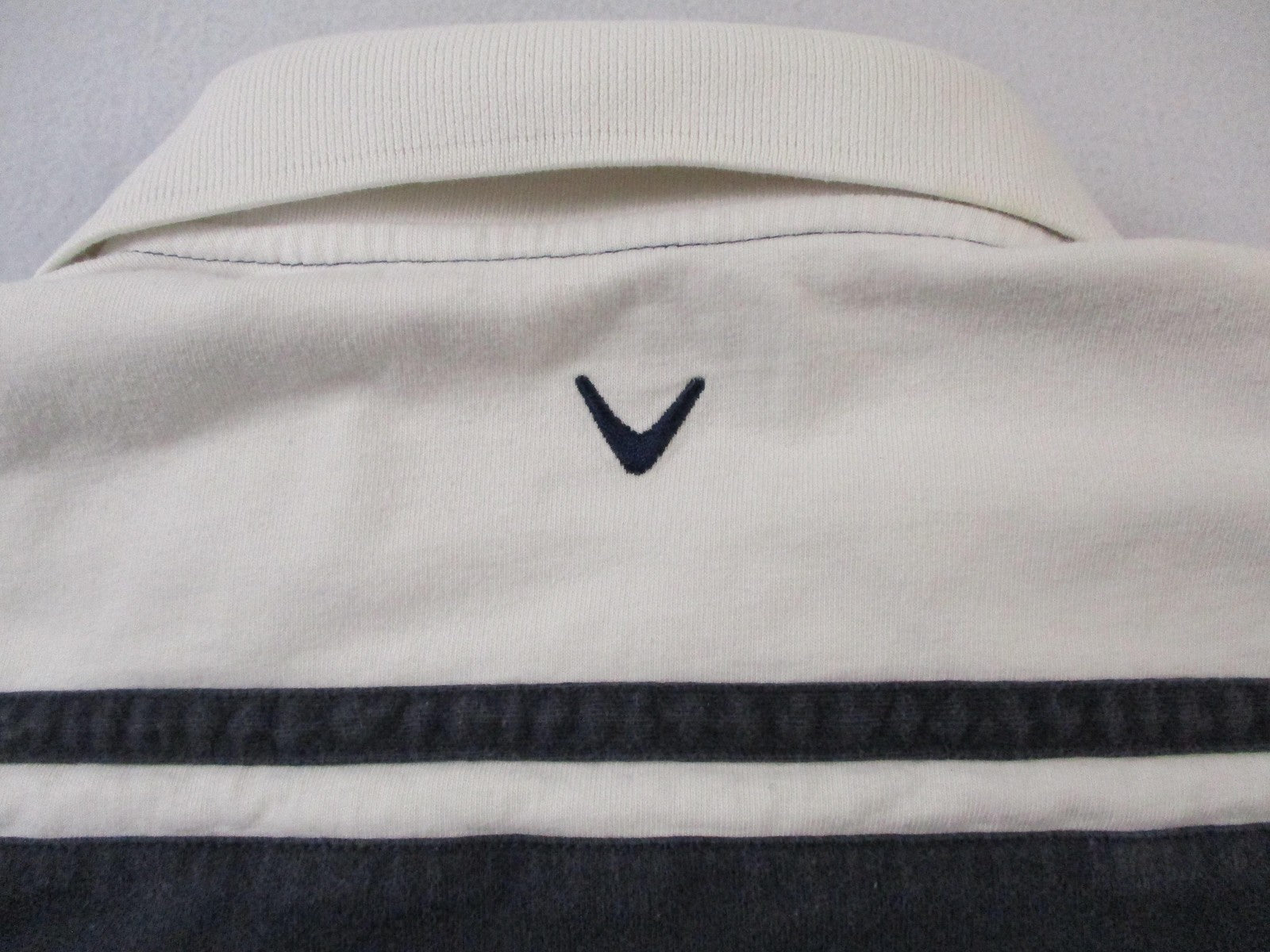 Callaway Golf Sport Polo Shirt Mens XL Blue Long Sleeve Cotton Striped Collared14
