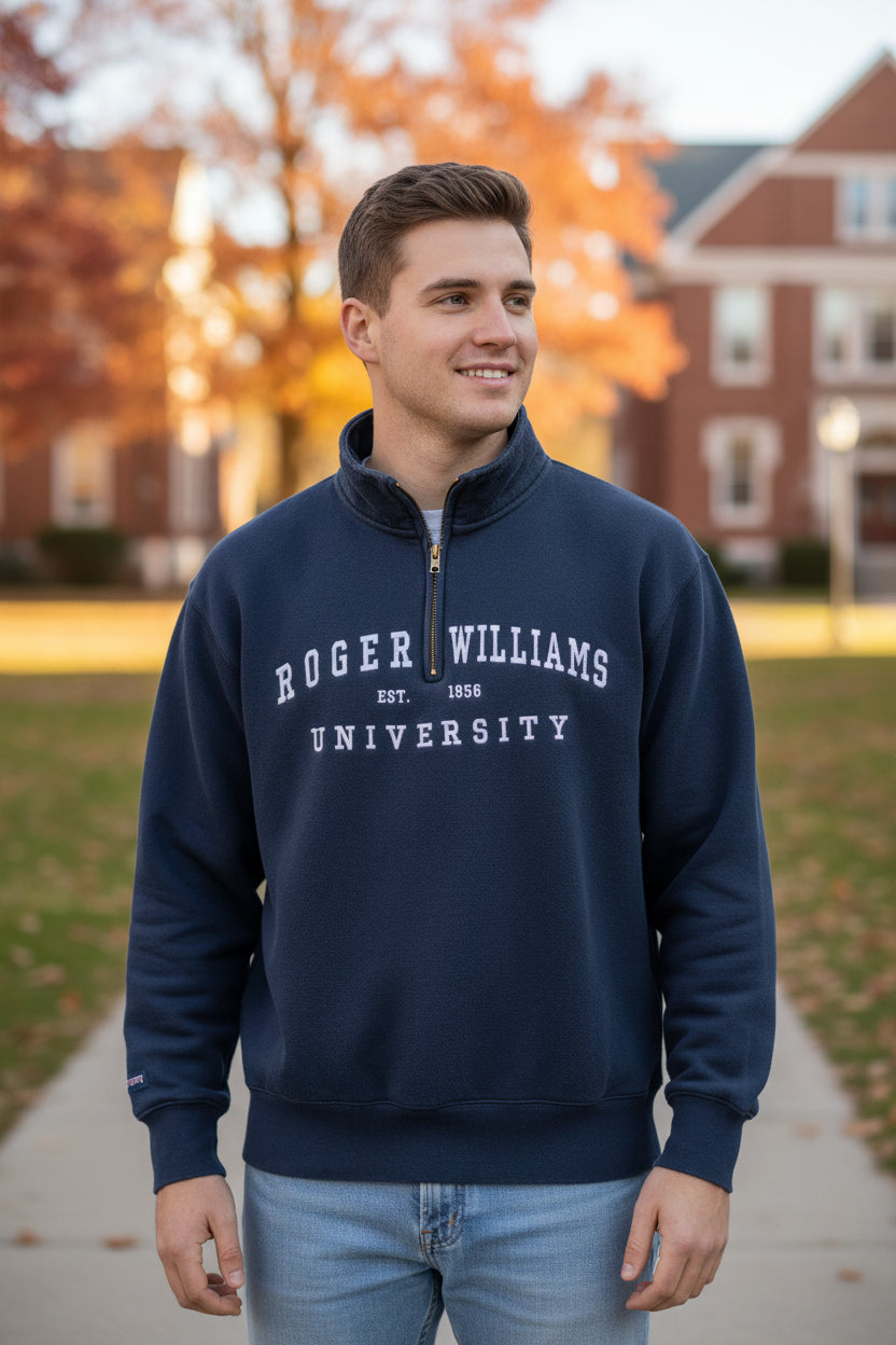 90s Vintage Roger Williams University ZipUp Blue Sz L