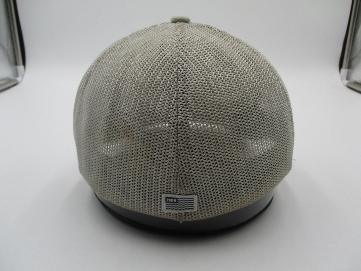 AFTCO Hat Cap Fitted Mens 7 1/8 Beige Mesh Trucker Flexfit Fishing Logo4